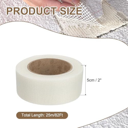 PATIKIL Drywall Repair Mesh Tape, 2 inch x 82 ft Fiberglass Repair Patch Self-Adhesive Dry Wall Joint Tape 12 Mesh Wall Hole Crack and Seam Patch, White - size: 2 inch x 82 Feet