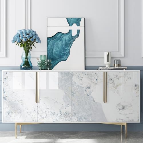 FunStick 24"x200" Blue White Marble Contact Paper Peel and Stick Countertop Contact Paper Waterproof Marble Wallpaper Self Adhesive Wall Paper for Kitchen Bathroom Cabinet Counter Top Table Vinyl Wrap - size: 200" x 24"