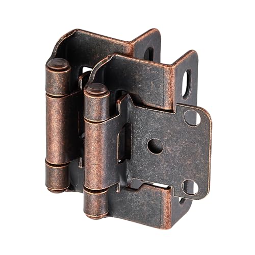 Antique Copper Cabinet Hinges 1/2 Inch Overlay, 4 Pack(2 Pairs) - color: Antique Copper