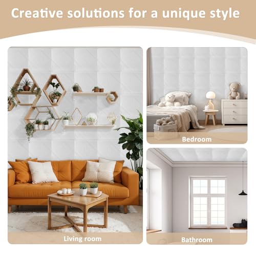 Nuanchu 20 Pcs 13.8 x 13.8 Inch Ceiling Tiles Peel and Stick, Elegant - color: Elegant, size: 13.8 x 13.8 Inch