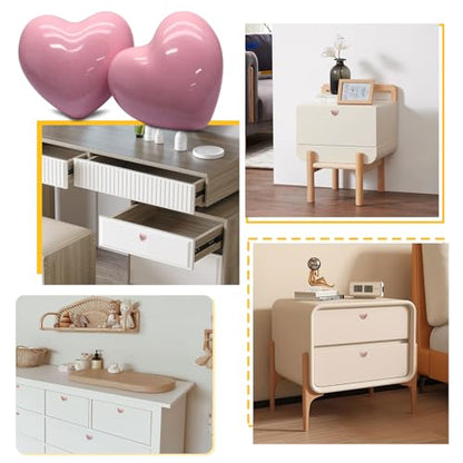 12 Pcs Ceramic Cabinet Knobs, Heart Shaped, Pink - color: Pink, size: 12 Pack