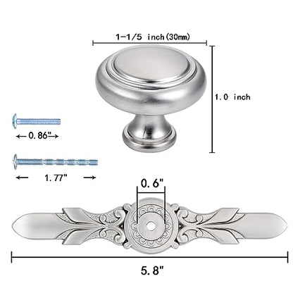 10Set Cabinet Hardware,Brushed Nickel Drawer Knobs & Back plate for Kitchen - color: Brushed Nickel, size: 10 Pack / Knobs & Plates