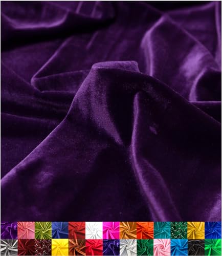 Barcelonetta | Stretch Velvet Fabric | Luxury & Soft | Velvet Fabric | 60" Wide Roll | 10% Spandex | Sewing, Apparel, Upholstery (Purple, 1 Yard) - color: Purple, size: 1 Yard