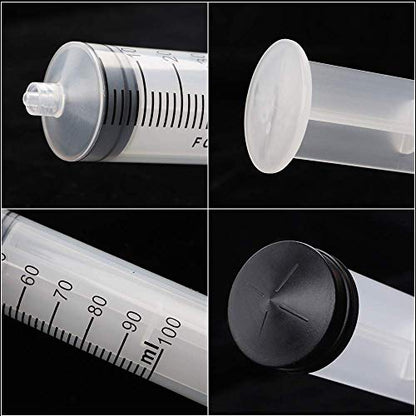 2pcs 100ml Plastic Syringes with 2pcs 47in Flexible Tubing and Luer Tips