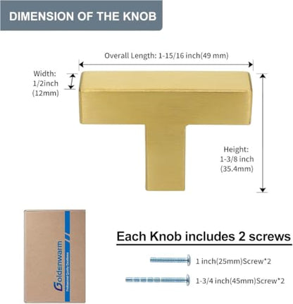 Goldenwarm 35 Pack Gold Cabinet Knobs，Brushed Brass Drawer Knobs - color: Gold, size: Single Hole
