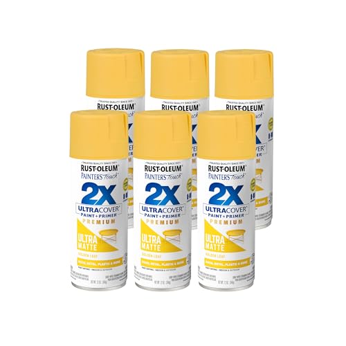 Rust-Oleum Painter's Touch 2X Ultra Cover Spray Paint, Golden Leaf - color: Ultra Matte Golden Leaf, size: 12 Ounce (Pack of 6)