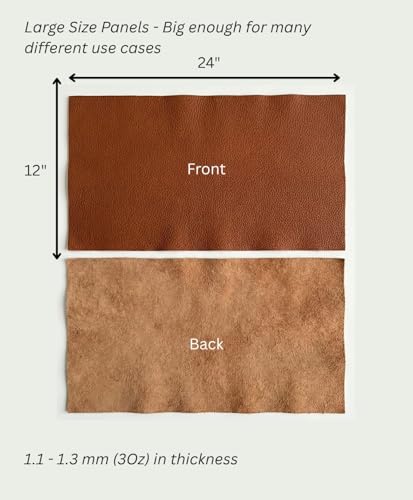 12'' x 24'' Genuine Full Grain Cowhide Leather Sheet — Soft Leather for Upholstery Repair, Handbags, Wallets, Sewing, Crafts, & DIY Projects — 1.1-1.3mm (3oz) Pre-Cut (Cognac Brown, 5 Pieces) - color: Cognac, size: 5 Pieces