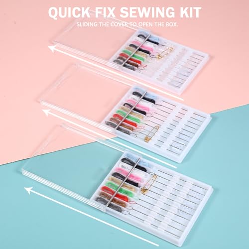 MTLEE 14 Boxes 140 Pieces Quick Fix Sewing Kit, Easy Pre Threaded Needle - color: Stylish Color