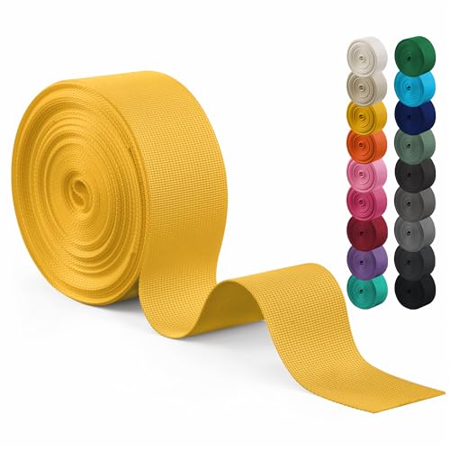 Polyester Webbing Strap 17+Colors – 1"&1.5"&2" – 10 Yards Heavy Duty Webbing Roll, Flat Webbing Strap for Indoor&Outdoor Gear, DIY Crafting, Repairing - color: Yellow, size: 1"-10yards