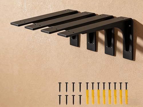 10 inch x 6 inch Shelf Support Bracket Heavy Duty, L Shelf Brackets ,max Load 300lbs, , Metal Brackets for Shelves, Counter top Bracket ,Corner Brace,Pack of 4. (10 "x 6 " Supporting Bar) - size: 10" x 6" (Supporting Bar)