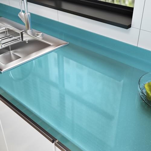 Wallercity Glossy Blue Contact Paper Shiny Light Blue Peel and Stick Wallpaper for Bedroom Bathroom Self Adhesive Stick on Kitchen Countertops Cabinets Wall Paper Vinyl Shelf Liner Film 15.8''x315'' - color: Light Blue, size: 15.8"W x 315"L