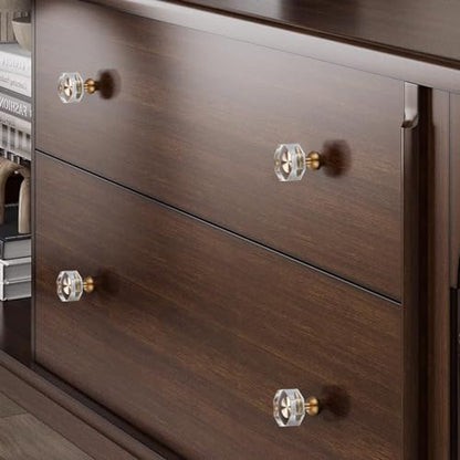 Guank 24-Pack 1-1/4-Inch Gold knob Dresser knobs White Cabinet Glass Crystal knobs Brass Drawer Polygonal Dresser Pulls, Drawer pulls - color: Polygonal-1.2inch, size: 24 Pack