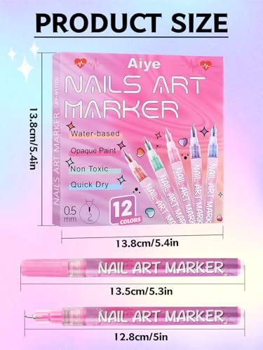 12 Color Nail Art Markers Set, Kalolary Nail Polish Pens Nail Point - color: N