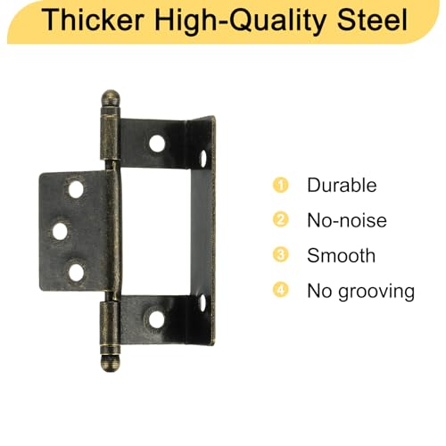 uxcell 6Pcs Cabinet Hinges Full Inset, 3.4x0.8Inch Partial Wrap Long Hinge, Bronze - size: 3.4x0.8Inch