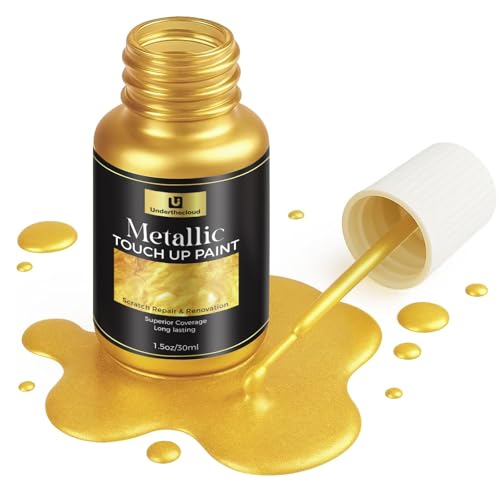 Gold Metallic Touch up Liquid Gold Leaf Paint High Gloss Multi Surface Rich Golden Paint for Metal, Wood, Plastic, Canvas, Appliance, Furniture Scratch Repair & Art Handcrafts Fast Drying Acrylic Metallic Finish 1.5oz