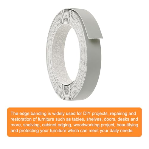 uxcell Edge Banding 1-1/8 Inch x 25ft Pre-Glued Veneer Gray - color: Gray, size: 1-1/8 Inch x 25ft