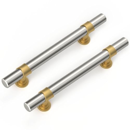 homdiy 10 Pack 5 Inch Hole Center Brushed Nickel and Gold Cabinet Pulls - color: Brushed Nickel & Matte Gold, size: 5 in Hole Centers