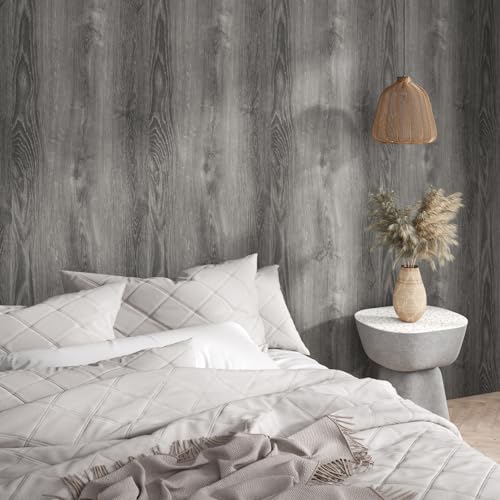 Grey Wood Contact Paper Peel and Stick Thick Oak Wood Grain Wallpaper for Kitchen Cabinet Countertop Contact Paper Waterproof Woods Self Adhesive Vinyl Wallpaper for Desk Table 15.7"x118" - size: 15.7" x 118"