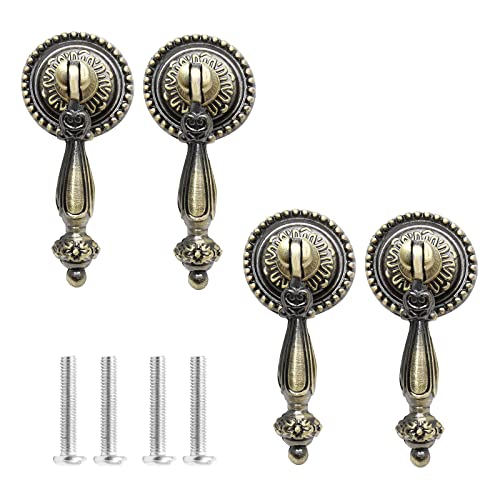 Biaungdo 4 Pack Antique Cabinet Pulls, Bronze Antique Pull Handles - color: Green Bronze