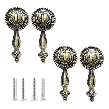 Biaungdo 4 Pack Antique Cabinet Pulls, Bronze Antique Pull Handles - color: Green Bronze
