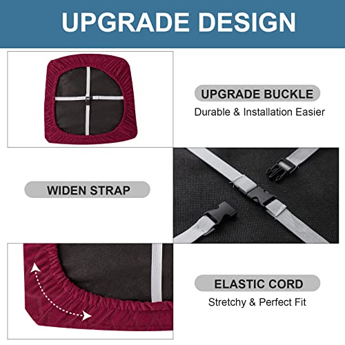 Genina Waterproof Seat Covers for Dining Room Chairs, Stretch Chair Covers Removable Washable Dinning Room Kitchen Chair Seat Cushion Slipcovers (Argyle-Wine Red, 2 PCS) - color: Argyle-wine Red, size: 2 PCS