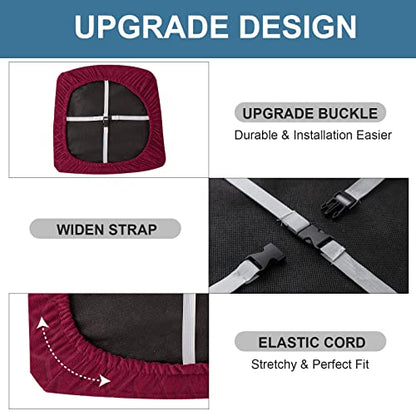 Genina Waterproof Seat Covers for Dining Room Chairs, Stretch Chair Covers Removable Washable Dinning Room Kitchen Chair Seat Cushion Slipcovers (Argyle-Wine Red, 2 PCS) - color: Argyle-wine Red, size: 2 PCS