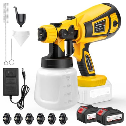Paint Sprayer, Cordless Spray Paint Gun with 2X4000mah 21V Battery