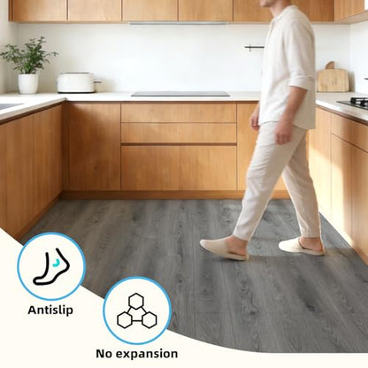 Art3d 10-Pack Peel and Stick Vinyl Floor Tiles (15 Sq.Ft), Gray - color: Gray