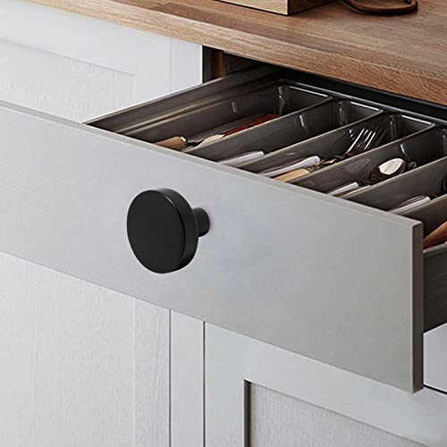 Matte Black Cabinet Knobs 6 Pack, Drawer Knobs Black Round Knob for Dresser Drawers, Single Hole Cabinet Door Knob Dresser Drawer Pulls Handles - color: Black