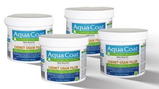 Aqua Coat Water-Based White Cabinet Wood Grain Filler Gel – Fast Drying, Low Odor White Wood Filler, Sandable & Paintable for Interior & Exterior Repairs, Upgrades & Restorations (4 Quarts) - size: 4 Quarts