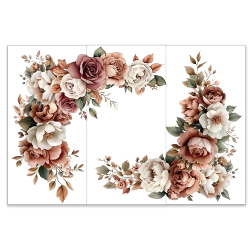 OLYCRAFT 3Pcs/Set Flower Border Rub on Transfers for Furniture and Crafts - style: Peony