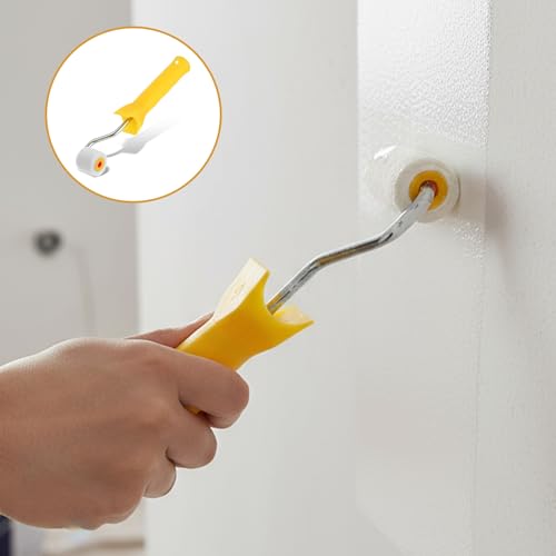 1 Inch Mini Paint Roller + 2 Rollers, Extra Small Roller Paint Brush Wool Tiny Paints Brushes Tool for Touch up Trim Edge or Corner, Mini Rollers for Painting Brush Window Frames Photo Frames