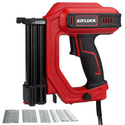 KITLUCK Brad Nailer, 2-in-1 120V Electric Staple Gun/Nail Gun with 1400pcs 18 Gauge Straight Nails and 400pcs Narrow Crown Staples for Woodworking, DIY Projects, Carpentry and Light Upholstery - size: Brad Nailers
