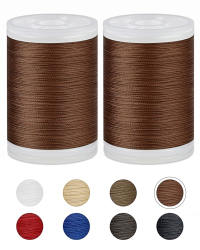 330 Yards FIVEIZERO Extra Strong Upholstery Thread,Brown Bonded Nylon Thread for Denim Leather,Craft,Machine,DIY and Home (2 Pack) CJ - color: Brown