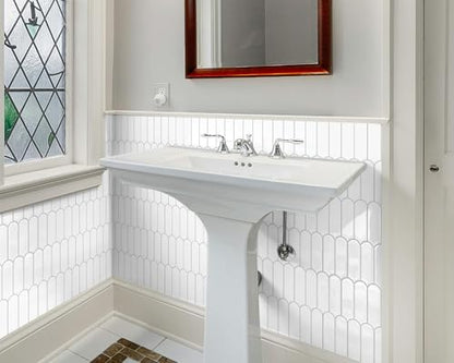 White Peel and Stick Backsplash Self Adhesive Wall Tiles 10-Sheet - color: White
