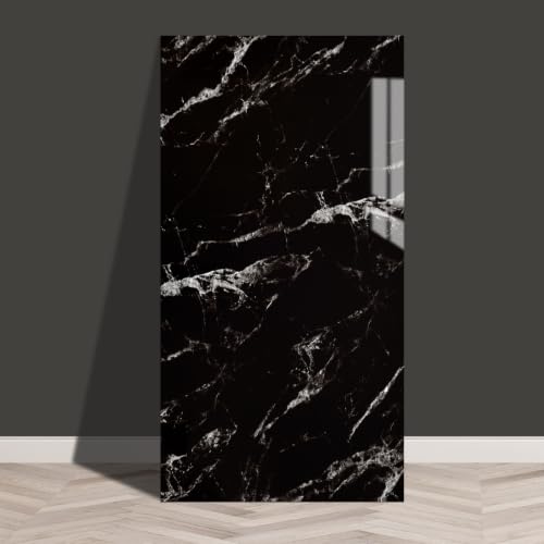 Haimin 3D Wall Panels Peel and Stick Marble Tile Look 10 Pack Waterproof - color: Black-JGH
