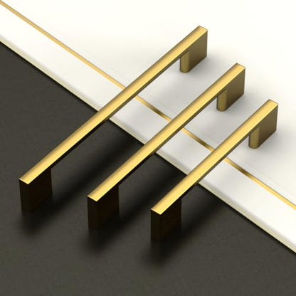 Asidrama 10 Pack 3.75 Inch(96mm) Vibrant Brushed Moderne Brass Cabinet Pulls Heavy-Duty Solid Kitchen Cabinet Handles Drawer Hardware for Bathrooms Cabinets 2008 - color: Vibrant Brushed Moderne Brass, size: 3.75" Hole Center(96mm), style: 10 Pack