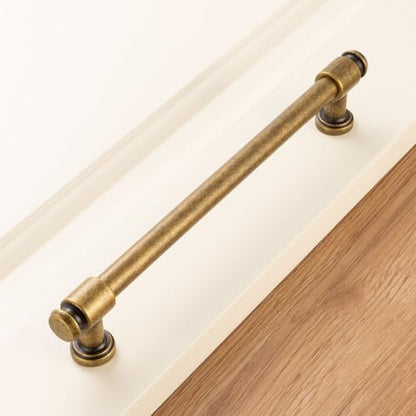 KOOFIZO 10 Pack 7-1/2 in Antique Brass Cabinet Pulls, Drawer Handles P11 - color: Antique Brass, size: 7-1/2" CC