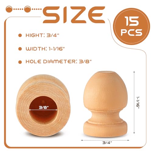 Pinkunn 30 Pcs Wood Drawer Knobs Finial Dowel Rod Unfinished, Acorn - style: Acorn
