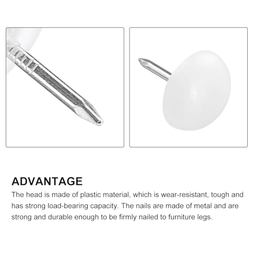 METALLIXITY Furniture Feet Nail (14mm/0.55in) 20Pcs, Plastic Half-Circles Chair Glides Sliders - for Chairs Sofa Furniture Sliders Protector Pad, White - size: 14mm/0.55in