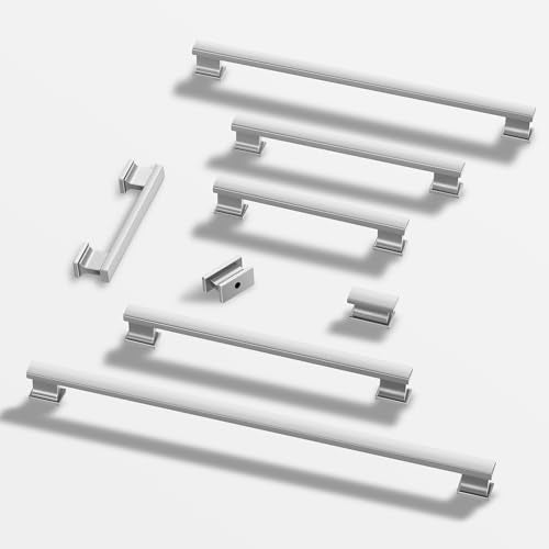 Lardmon 10 Pack 3.75 Inch(96mm) Hole Center Brushed Satin Nickel Kitchen Cabinet Handles Modern Cabinet Pulls Kitchen Cabinet Hardware Solid Drawer Pulls Handles for Dresser, Total Length 4.72 Inch - color: Brushed Satin Nickel, size: 3.75 Inch Hole Cente