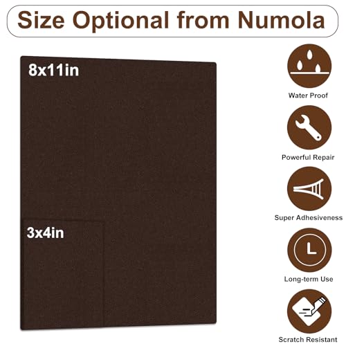 Numola Leather Repair Patch, 8×11 Inch Self-Adhesive Medium Brown - color: Medium Brown, size: 8×11inch