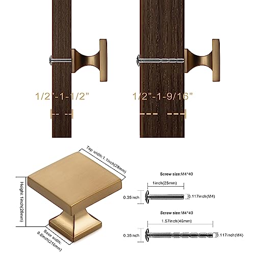 Haliwu 20 Pack Champagne Bronze Cabinet Knobs, Solid Pulls - color: Champagne Bronze & Square A