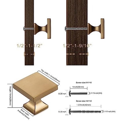 Haliwu 20 Pack Champagne Bronze Cabinet Knobs, Solid Pulls - color: Champagne Bronze & Square A