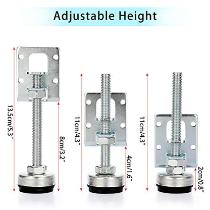 OwnMy 4PCS Heavy Duty Adjustable Furniture Leveling Feets L Shaped Levelers - size: 4.3"H-Silver