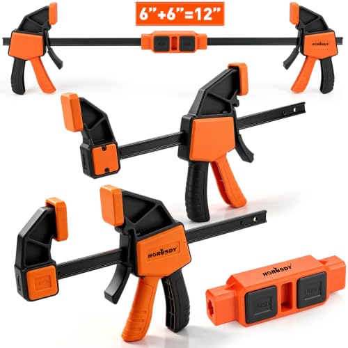 3-Pack Wood Clamps for Woodworking, 2-Piece 6" Bar Clamps with Clamp Connector, Quick-Release Wood Clamps with 150 LBS Load Limit, Wood Clamp Set for Woodworking, Gluing & DIY Projects - color: 3pcs 150lbs 6" With Connector Orange