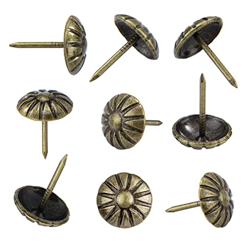Upholstery Tacks for Furniture, 5/8“ Vintage Upholstery Nails Decorative Tack, 100PCS Heavy Duty Furniture Tacks for Upholstery, Daisy Sofa Furniture Nails for Wood, Antique Brass - color: Antique Brass, size: 5/8"x3/4" (16x20mm)