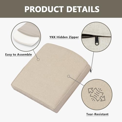 Goodgoods 20x20 Outdoor Chair Cushions Set of 2, 35D Foam, Biscuit - color: Biscuit, size: 20"x20" 2pcs