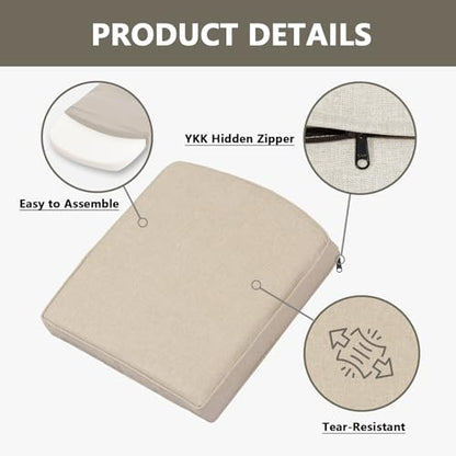 Goodgoods 20x20 Outdoor Chair Cushions Set of 2, 35D Foam, Biscuit - color: Biscuit, size: 20"x20" 2pcs