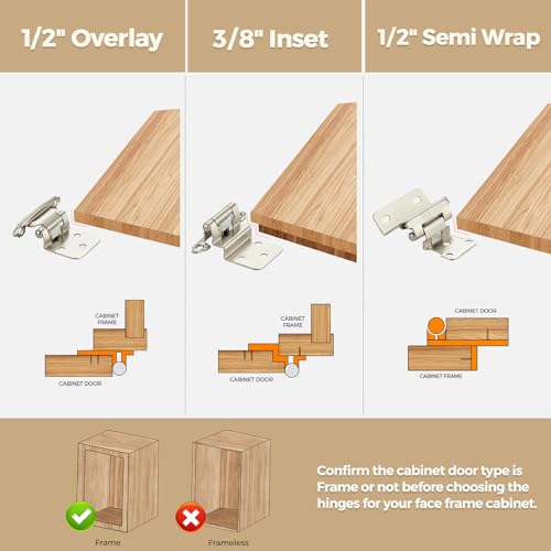 30 Pack 15 Pair Brushed Nickel Cabinet Hinges, 3/8" Inset Kitchen Hinges - color: Satin Nickel, size: 3/8" Inset